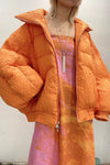 CHENPENG Orange Pleated Puffer Jacket CP20AWJ015